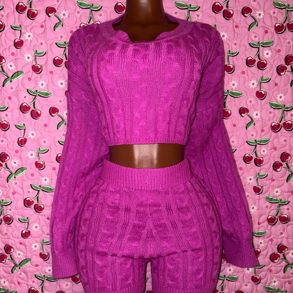 Fashion Nova Fuchsia Knit Sweater Set - Picture 4 of 4